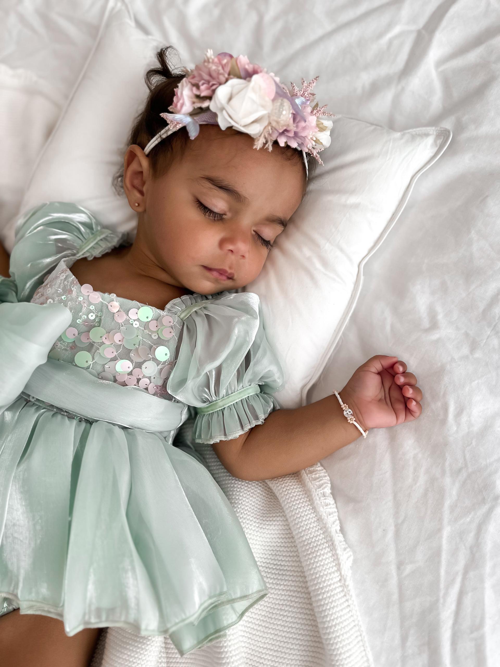 Pearl Pink Stretch Baby Girls Flower Crown – Arabella Rose