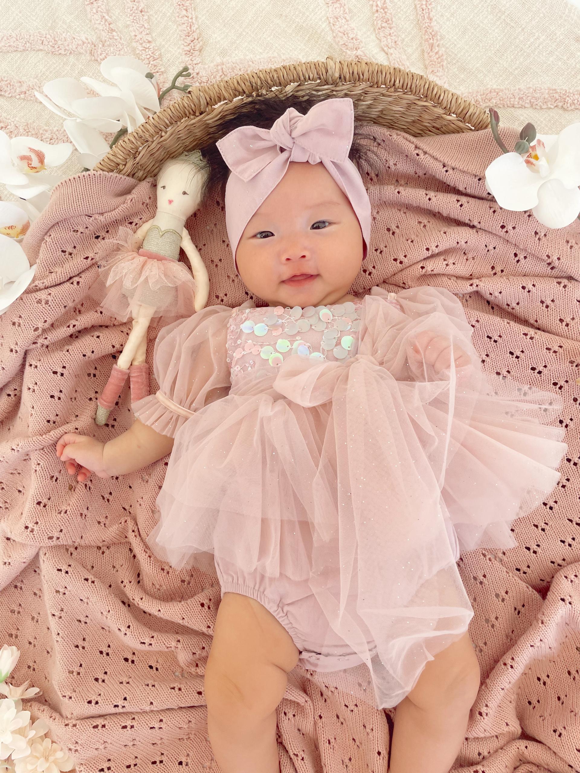 Dusty Pink Sparkle Baby Girls Tulle Hair Accessories Arabella & Rose Dusty Pink Sparkle Baby Girls Tulle Hair Accessories Arabella & Rose