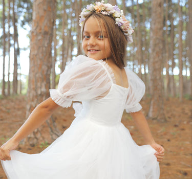 White Gardenia Flower Girl Dress