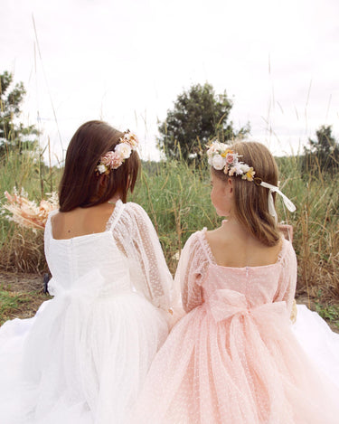 Swiss Dot Rosebud Dress – Pink Rose & White
