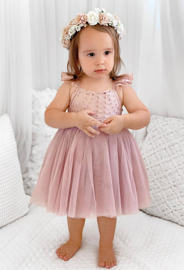 Bambi Dusty Rose Pink Flower Girl Dress