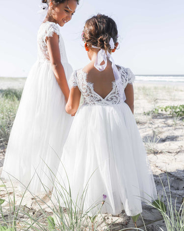 White Magnolia Flower Girl Lace Dress - Special Occasion Dresses Arabella & Rose White Magnolia Flower Girl Lace Dress - Special Occasion Dresses Arabella & Rose
